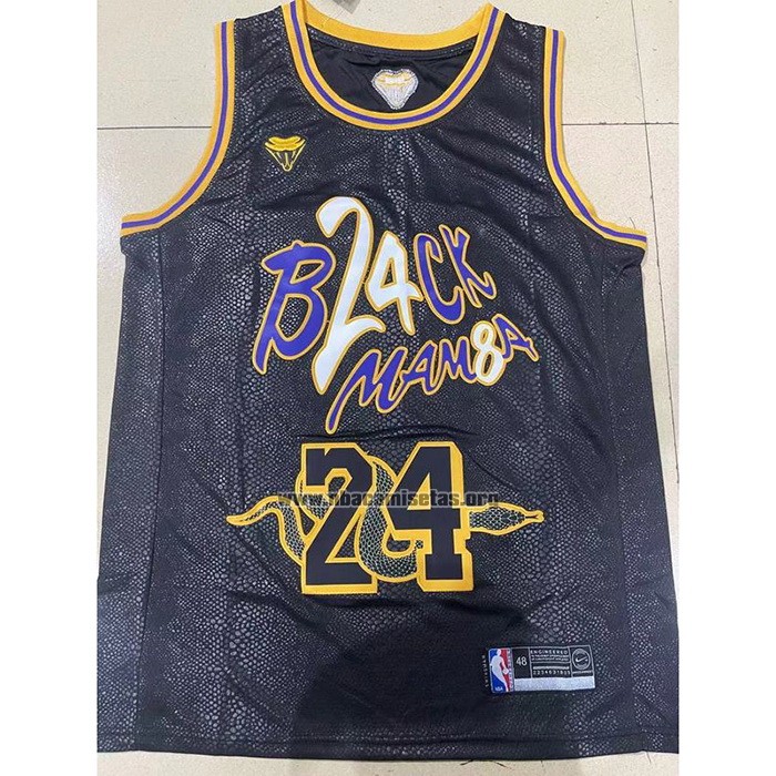 Camiseta Los Angeles Lakers Kobe Bryant NO 24 Black Mamba Snakeskin Negro